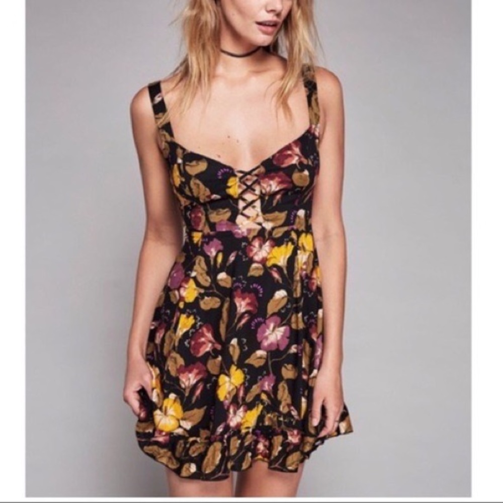 Free people intimately lattice lover floral mini dress